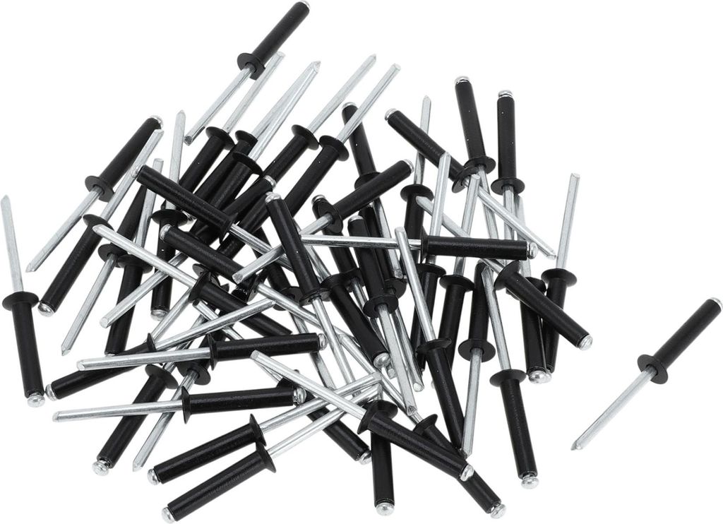 Offene Enden Großkopf Blindnieten 5mm Griffdurchmesser 25mm Grifflänge 9mm Flanschdurchmesser Aluminiumlegierung Eisen Silberton Schwarz 50 Stück