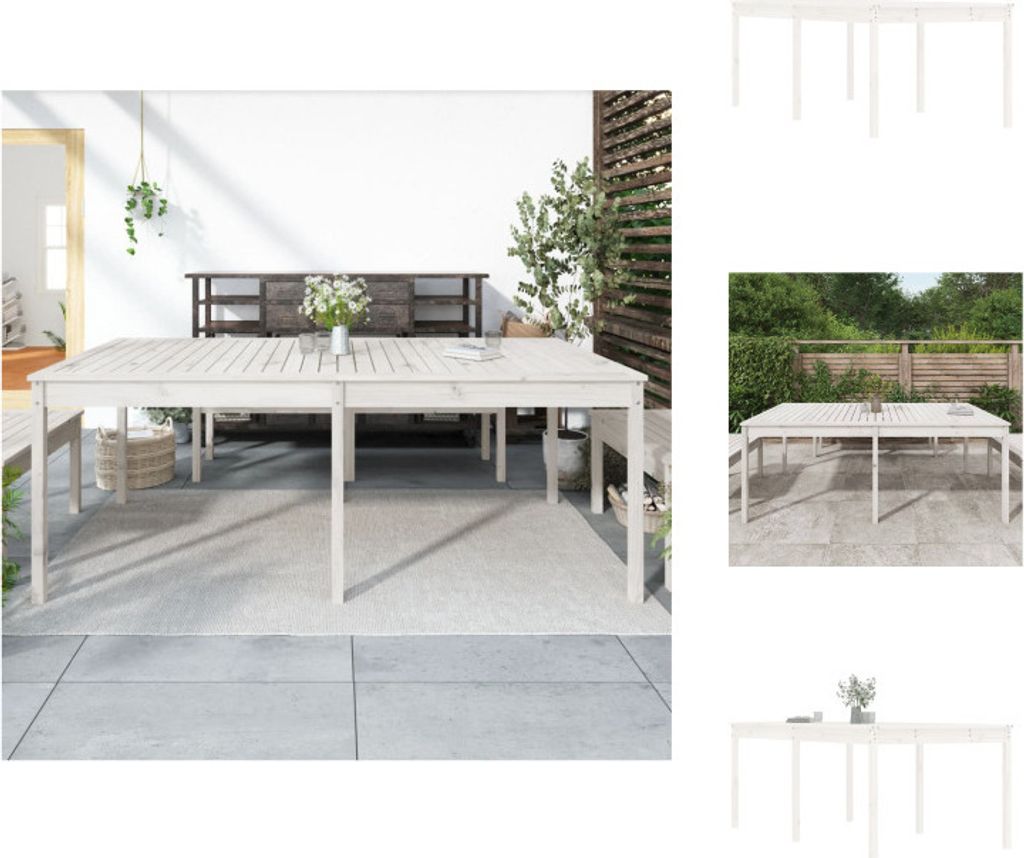 vidaXL Gartentisch Weiß 203,5x100x76 cm Massivholz Kiefer - Gartentische