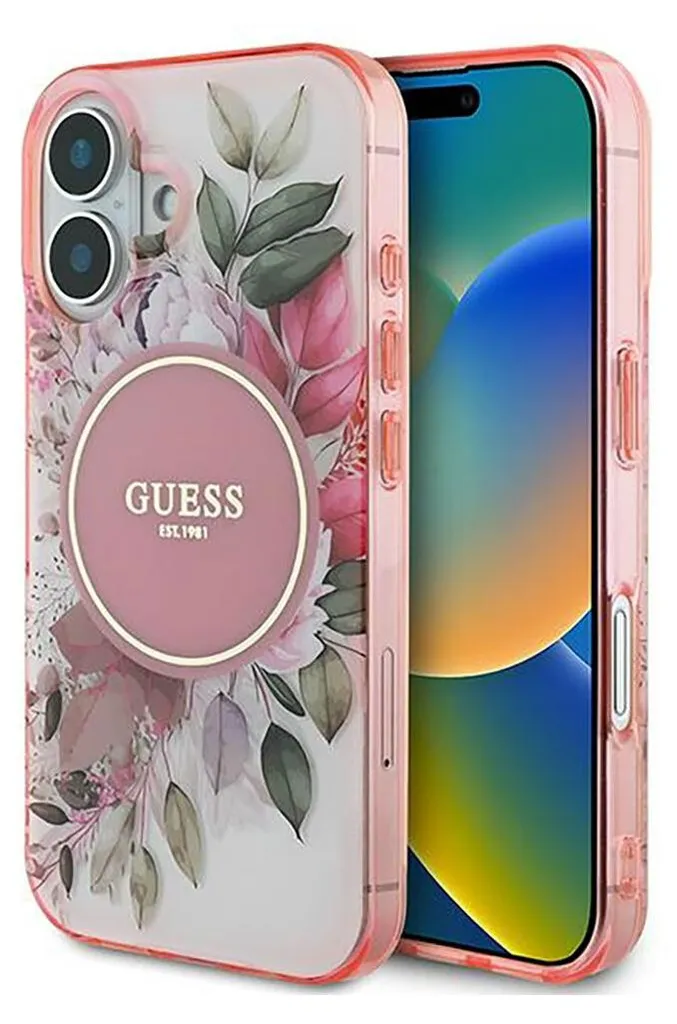 Custodia Guess iPhone 16 Rosa Fiori MagSafe - Trend 2024 GUHMP16SHFWBDCEP