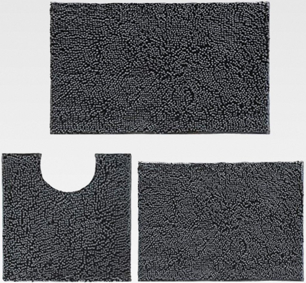 Badezimmerteppich set Rutschfeste 3 Stück, Chenille 20*32inch, 16*24inch Badteppich und 20*20inch U Form Toilette Teppich, weiche und saugfähige ...