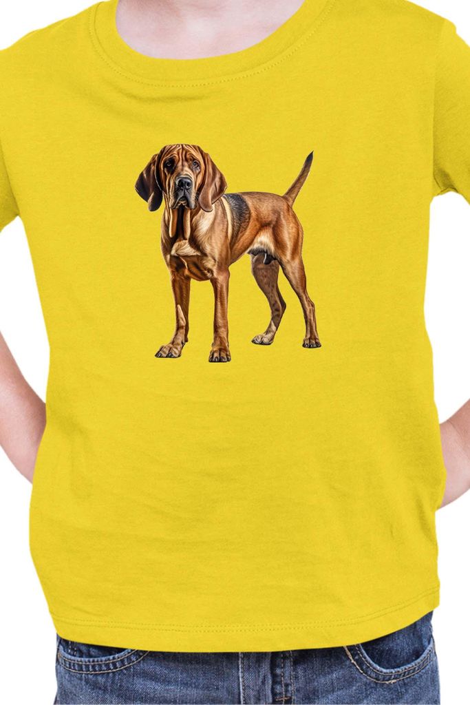 Kinder T-Shirt Dogs Breeds Bloodhound Dog Breed 006, 12-13 Jahr - 152 / Gelb