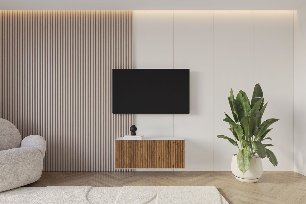 ALTDECOR TV-Schrank NOA-2-W mit Gefrästen Fronten 100x40x40 Lowboard hängend, TV Möbel, TV Cabinet, Fernsehtisch, Fernsehschrank, TV Kommode, TV...