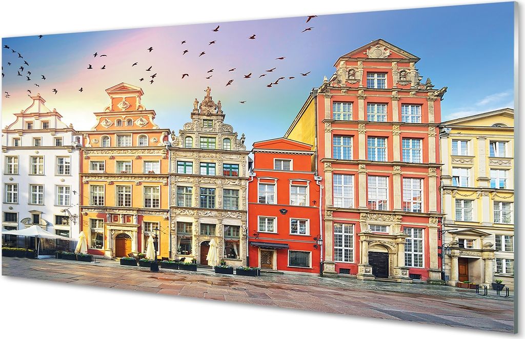 Glasbilder 120x60 Wandkunst Danzig Altstadt Gebäude
