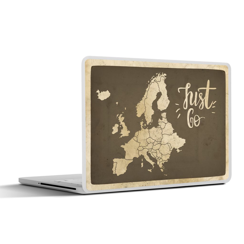 MuchoWow Laptop Aufkleber Sticker Cover Karte - Europa - Zitat 30x22 cm - Laptop-Sticker
