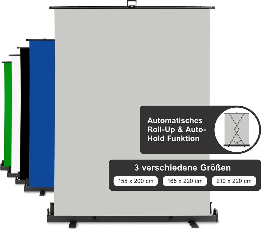 Fond enroulable gris pour visio et vidéo de formation 155x200cm