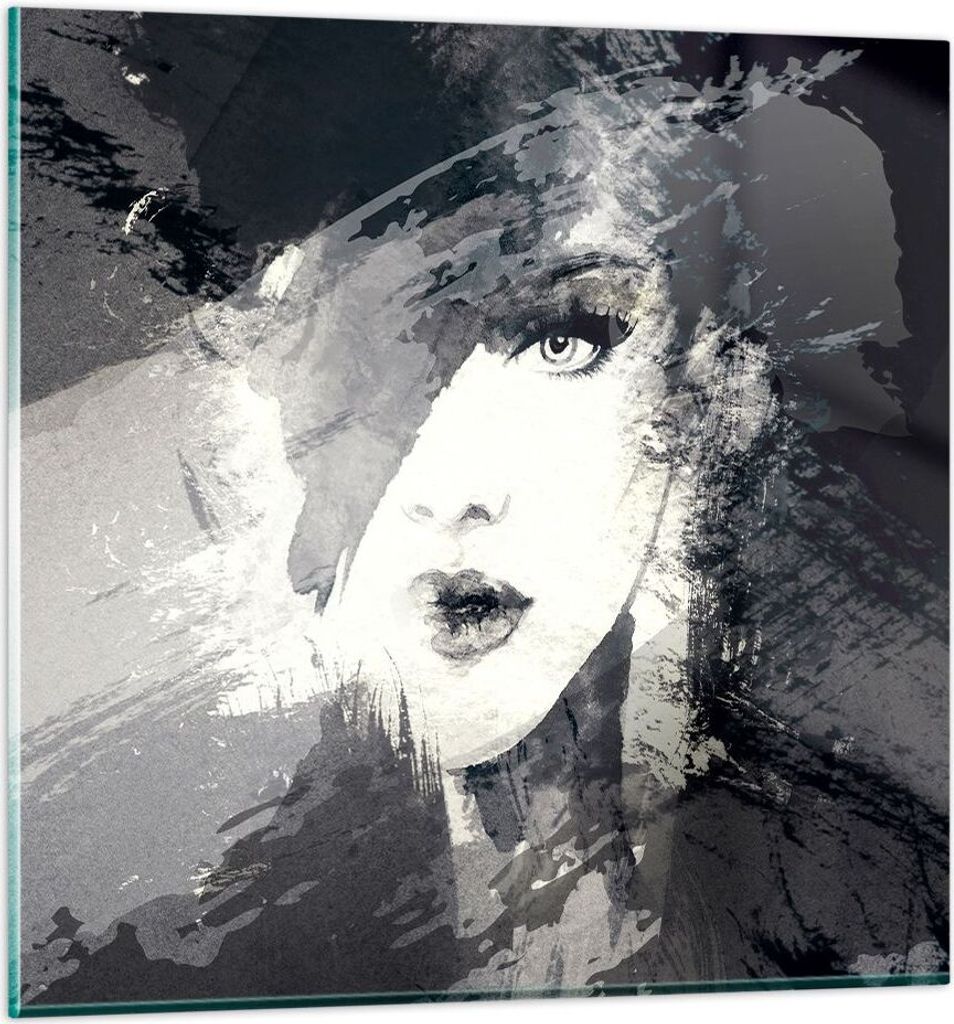 Bilder auf glas - Frau Gesicht - 70x70cm - Glasbilder - Wandbilder - Bilder - Kunstdruck - zum Aufhängen bereit - Wanddekoration aus Glas - Glas B...