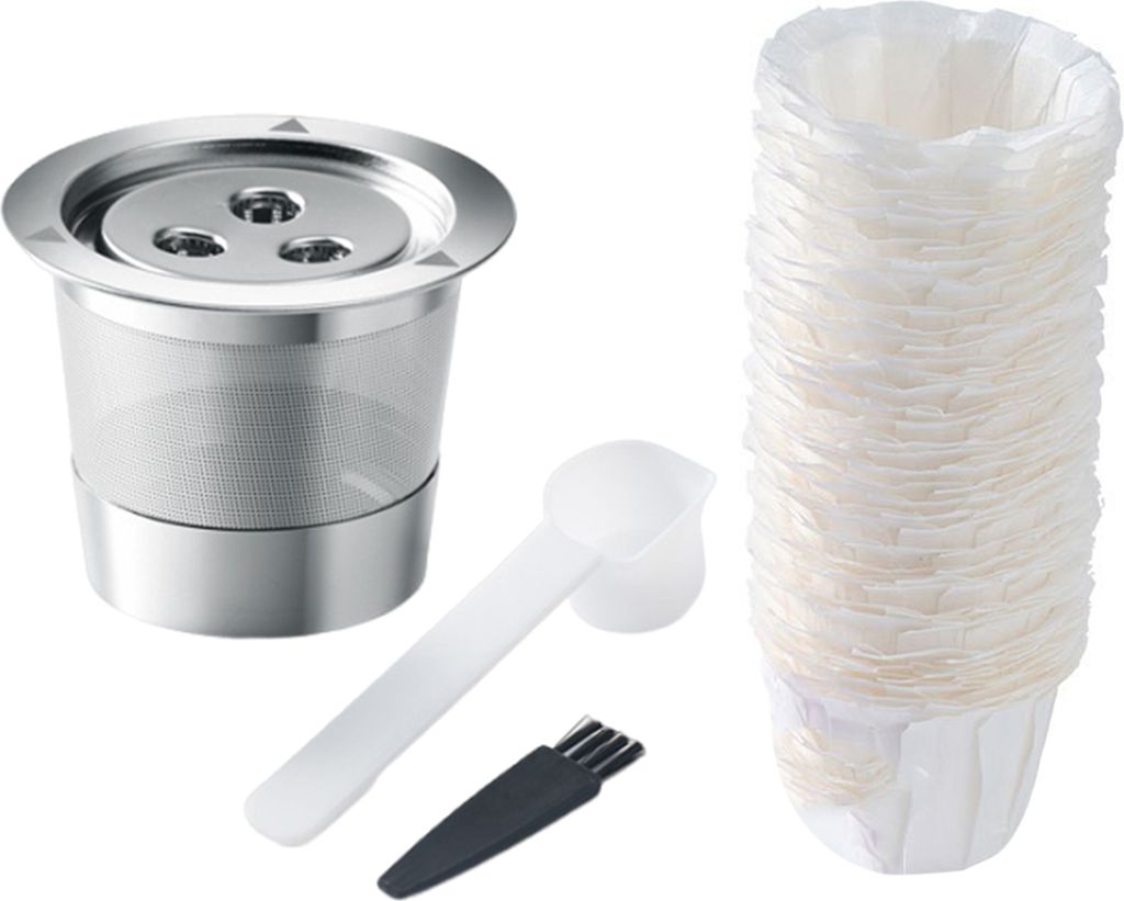Wiederverwendbare K-Cups-Kaffeepads aus Edelstahl für Keurig 1.0. Universelle nachfüllbare K-Cup-Kaffeefilter mit Bürstenlöffel. BPA-frei. Bewa...