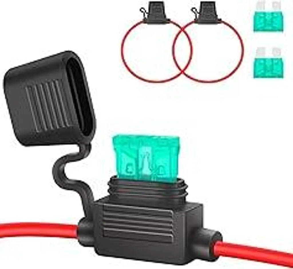 JatilEr Portafusibili standard per auto 12AWG 2 pezzi, portafusibili per auto Cavo in rame, portafusibili per auto con fusibili da 30A per auto/camion/moto/barca