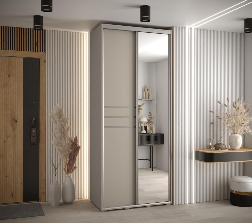 Kleiderschrank INDIRA 11 - 100/60 cm, Kaschmir/Silber