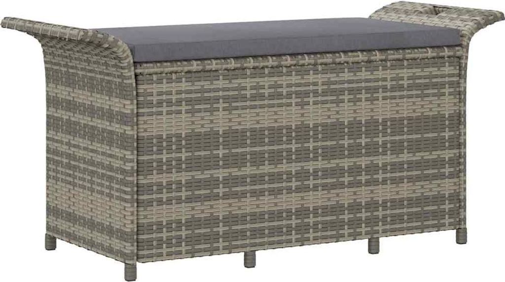 vidaXL Záhradná lavica s vankúšom sivá 116x46x57 cm Poly Obrázok produktu 