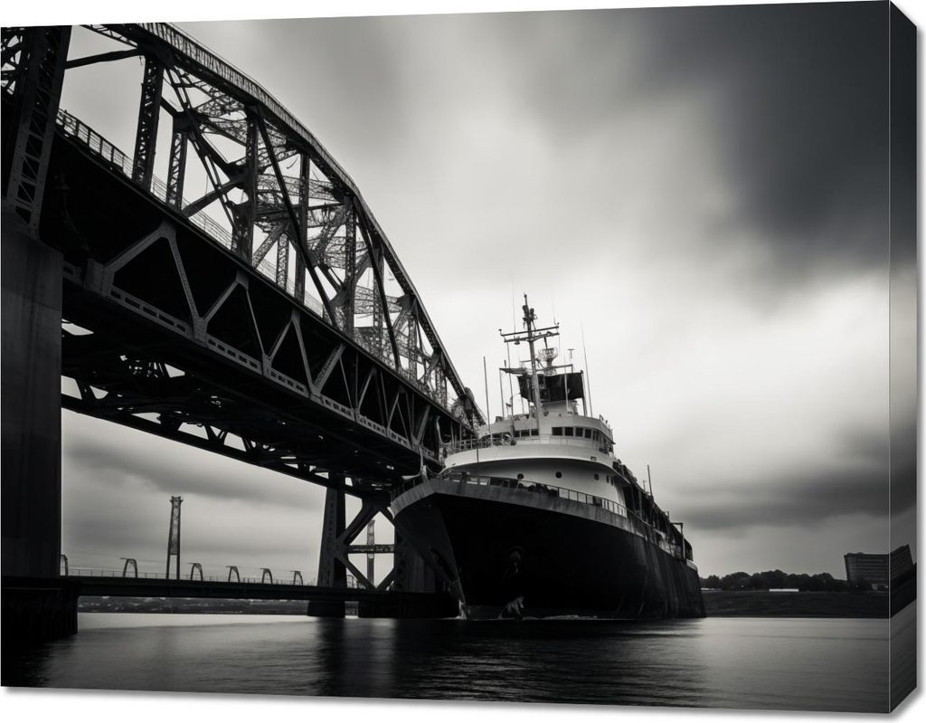 Bild 90x70cm Schiff bei der Brücke