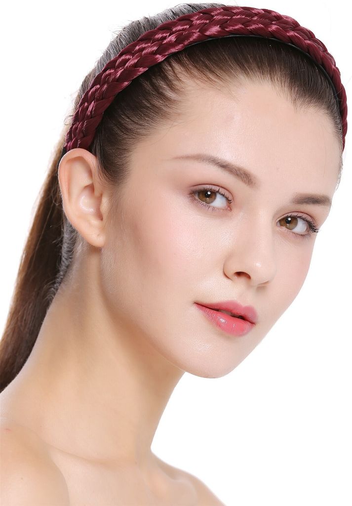 WIG ME UP Breiter Haarreif geflochten Granatrot CXT-002-120 Produktbild 