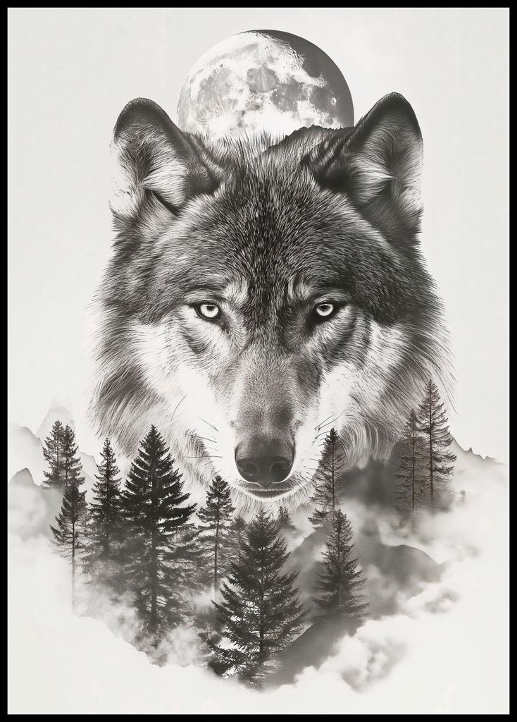 Plakat 67,5x95cm Wolfgeist des Waldes