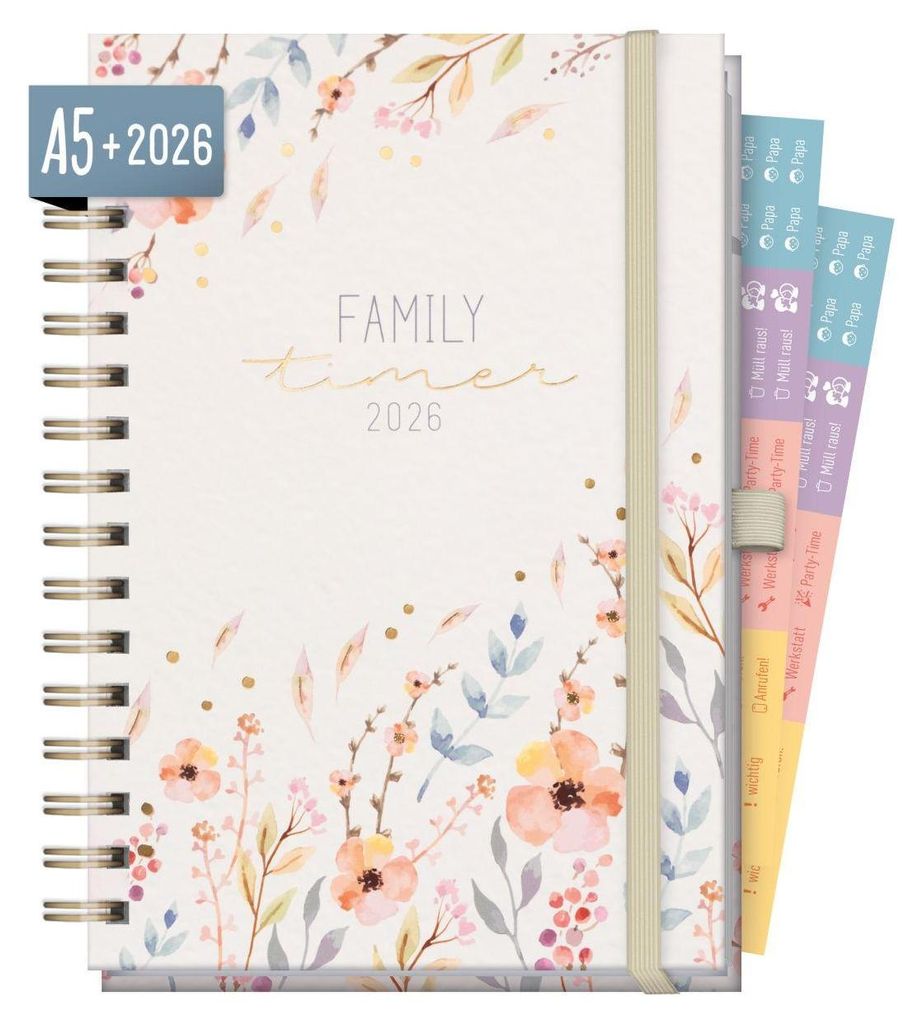 Family-Timer 2026 Deluxe / A5+ / Sweet Flowers / Produktbild 