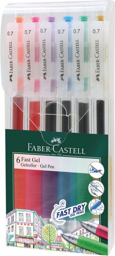 Faber castell rollerball pen fast gel grip assortment -box of 6-u-.