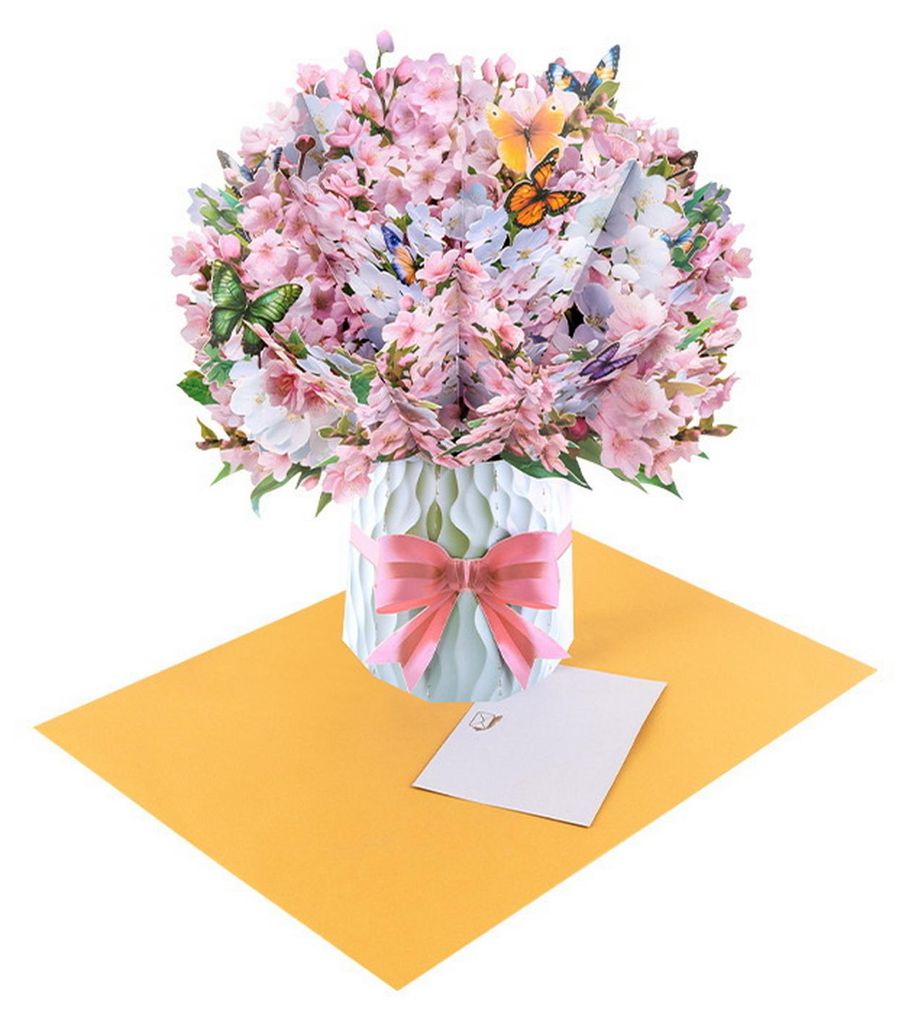 Pop-up-Karten mit Papierblumen, 3D-Blumenstrauß-Grußkarte mit Umschlag und Notiz für Muttertag, Schulabschluss, Jahrestag, Geburtstag, Glückwü...