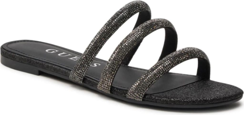 Sandali piatti Guess da donna con zirconi, nero/grigio, Immagine del prodotto 