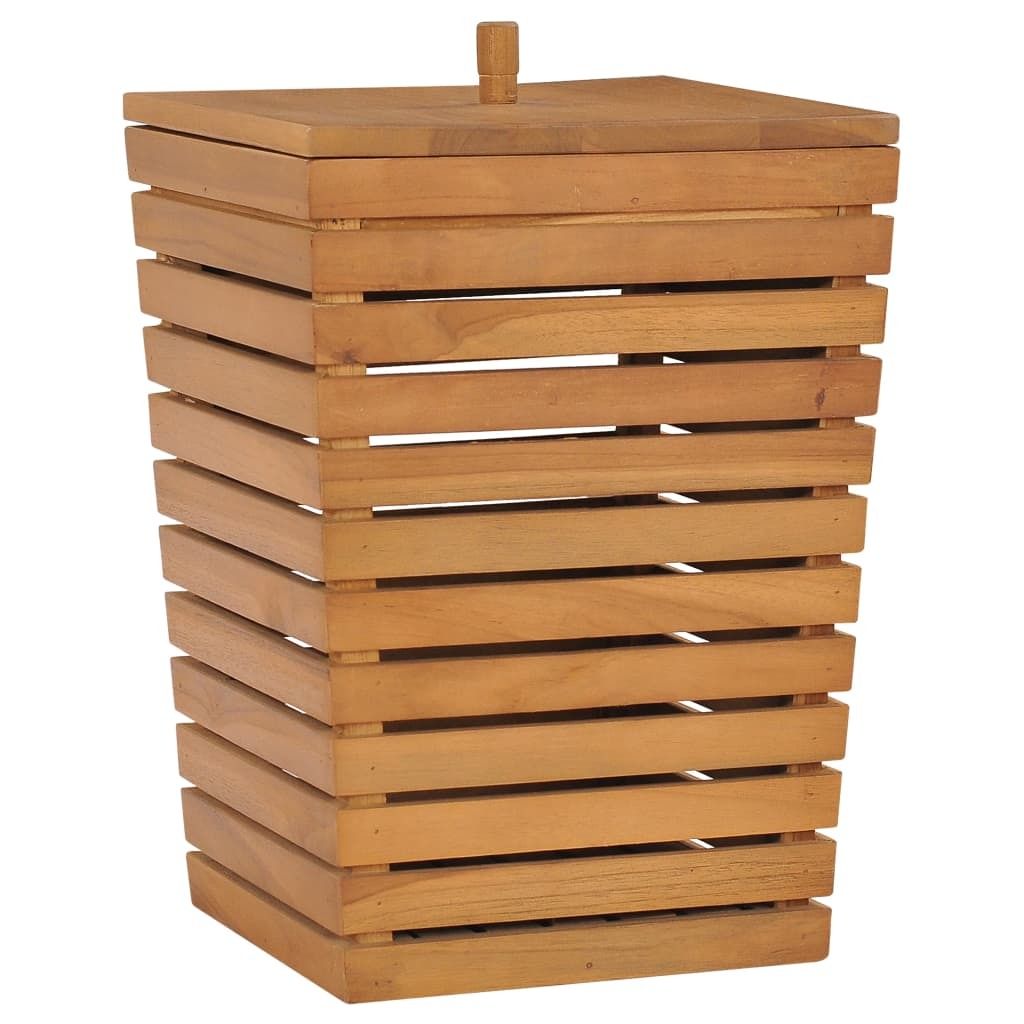 Praktischen Wäschekorb 30×30×45 cm Teak Massivholz |Wäschekörbe 1915705