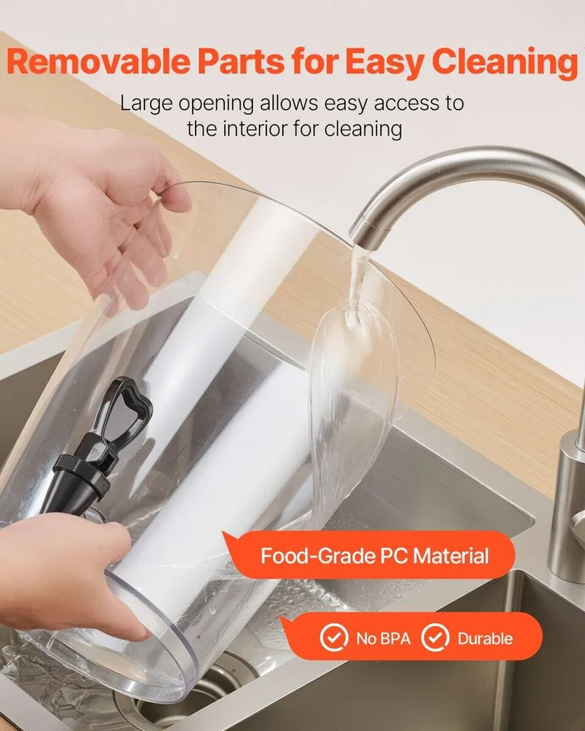 Distributeur de boissons 8L avec robinet et bac à glaçons pour fêtes