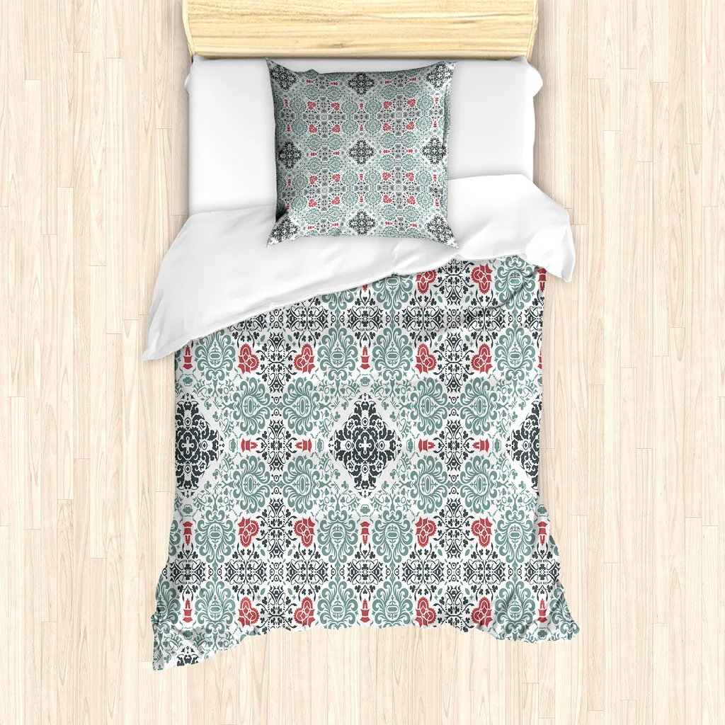 ABAKUHAUS Set Copripiumino Tecnico 135x200 Antiacaro Floreale