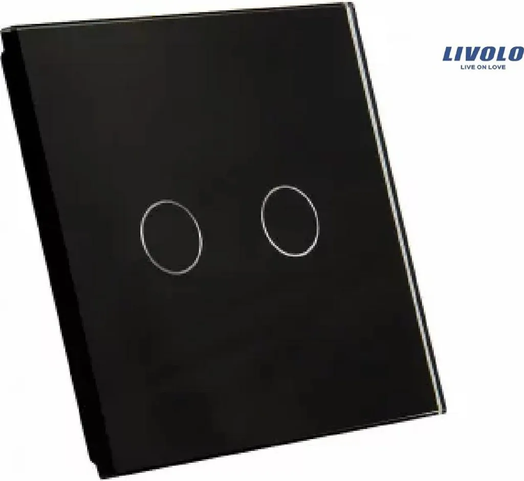 Plaque en Verre Trempé Noir 2 Emplacements Résistant aux Rayures LIVOLO