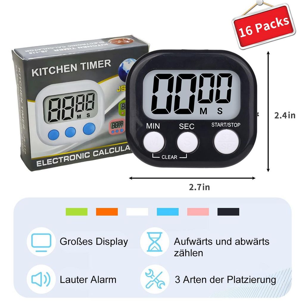 16pcs Digitaler Timer, Multifunktionaler Elektronischer Produktbild 