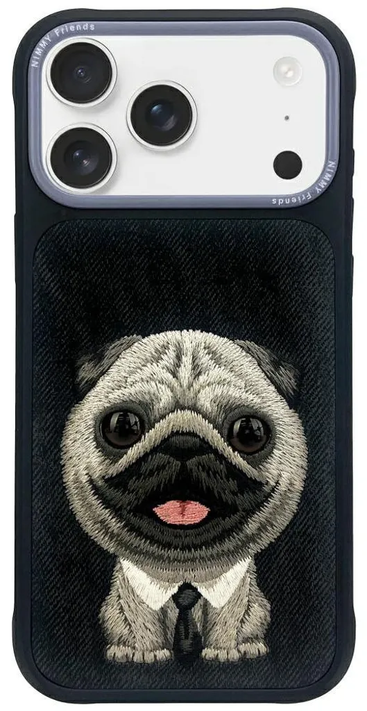 Coque iPhone 17 Pro Max NIMMY Broderie Chien 3D Luxe Coloris Noir