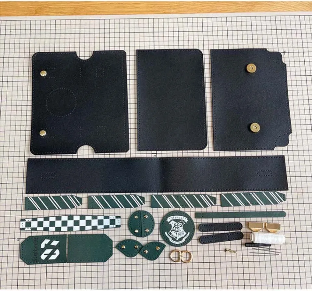 INF Materiale per Borsa Cambridge Stile Inglese inPoliuretano16x20x6.5cm Kit Fai da Te Nero