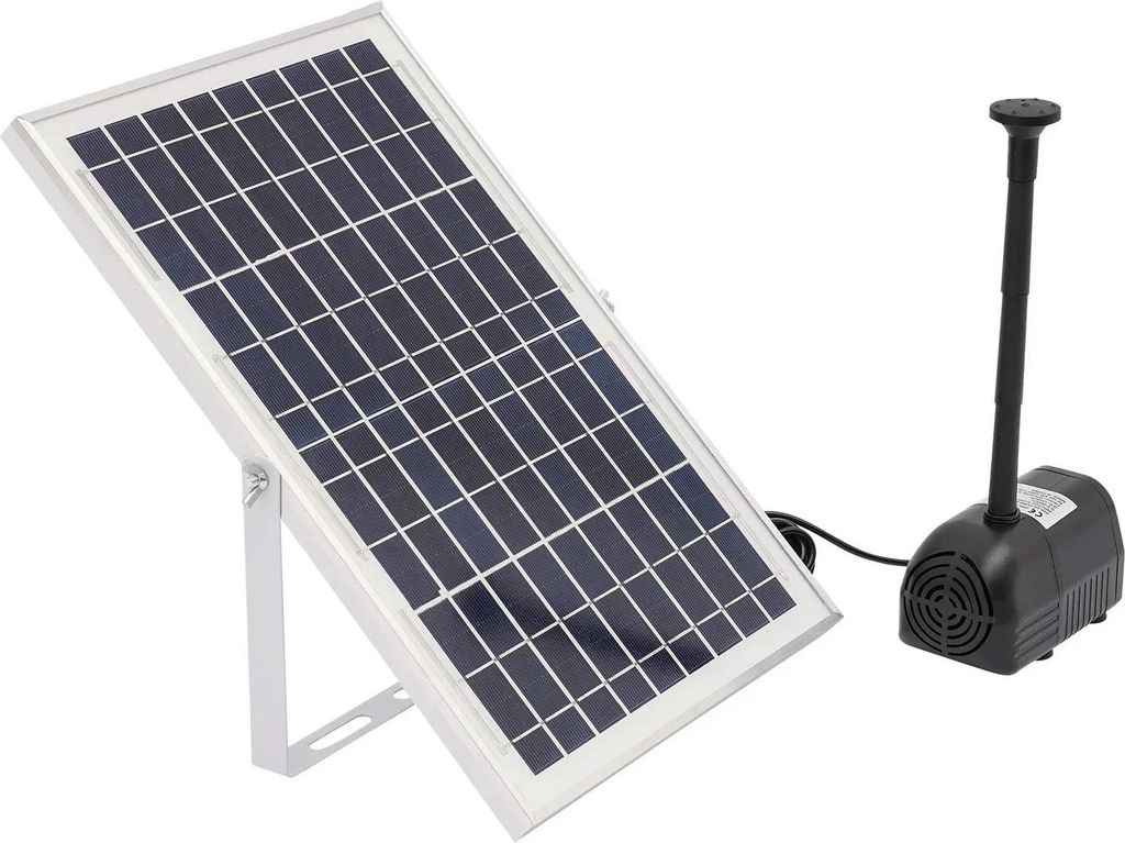 Solar Springbrunnenpumpe mit Solarpanel - Bürstenlose DC-Wasserpumpe - 10 W, 17 V - 2,5 m Förderhöhe - 6–24 V Eingang - Für Vogelbad & Teich ...