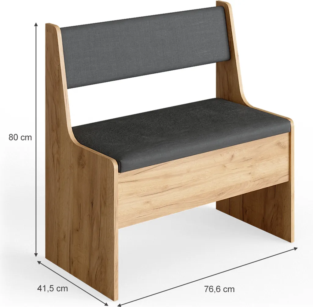 Banquette d'angle Vicco Roman pour coin repas gain de place, chêne 34176