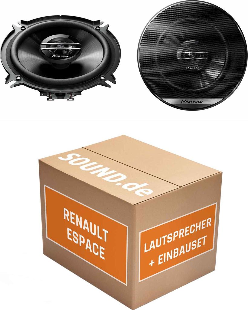 Lautsprecher Boxen Einbaupaket vorne Pioneer TS-G1320F passend für Renault Espace IV | 2x Tief-Mitteltöner mit integriertem Hochtöner 250W MAX