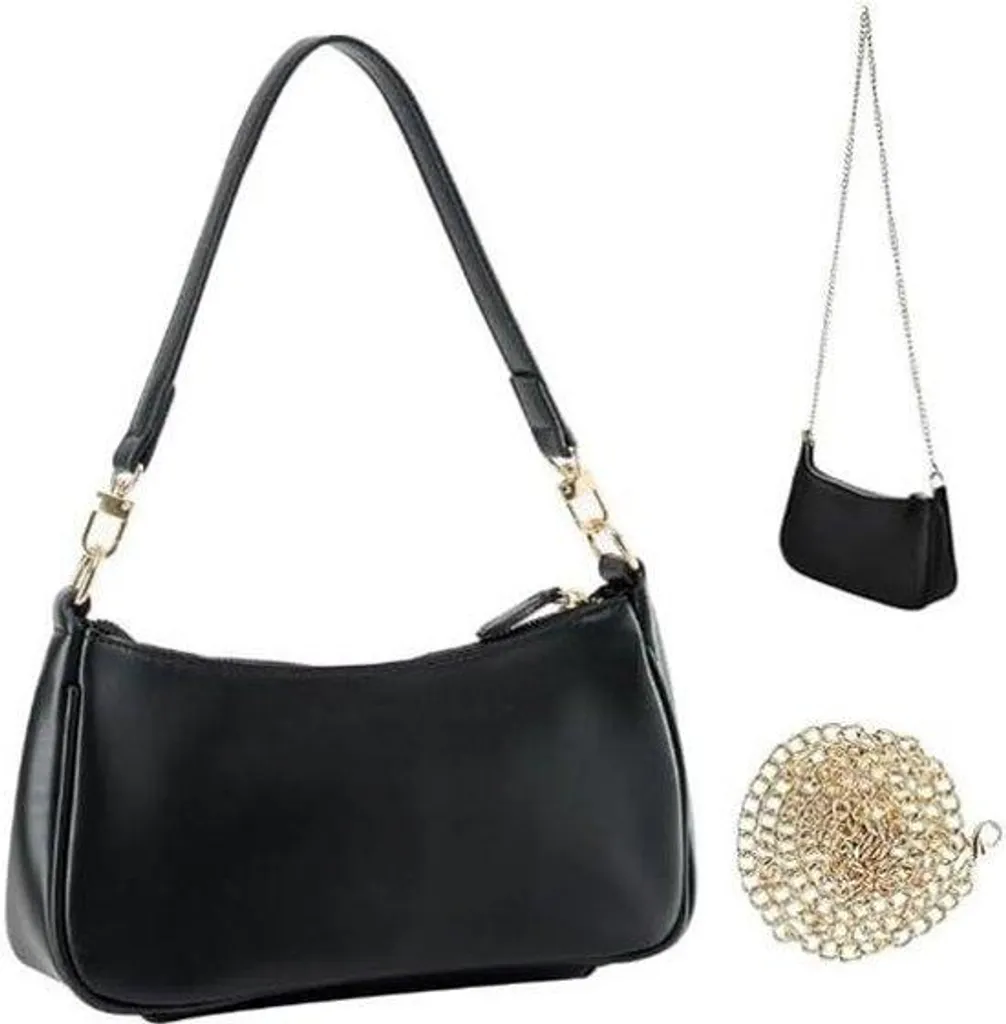 Petit sac d'école noir en similicuir avec porte-cartes intégré