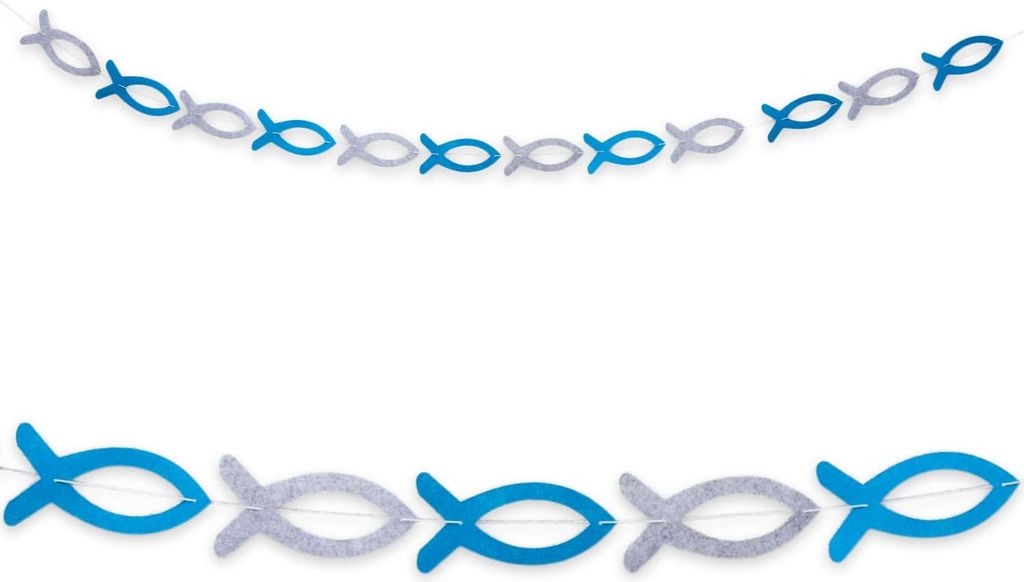Oblique Unique Fisch Girlande Banner aus Filz Kommunion Produktbild 