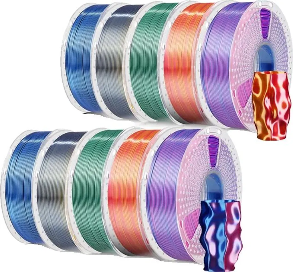 Filament 3D PLA Silk pour décoration, double couleur KL KD, 1.75mm 1kg