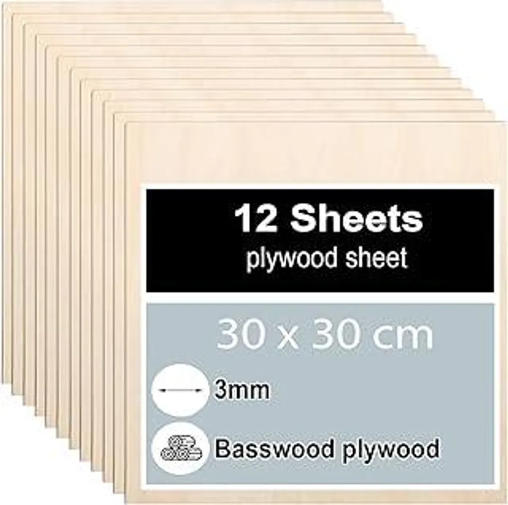 Pannello in Tiglio 30x30cm Spessore 3mm - Legno per Hobby e Design