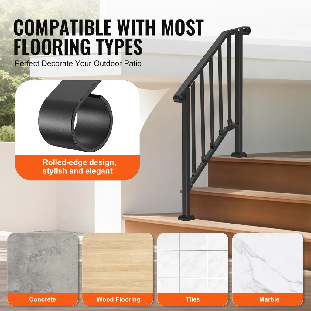Rampe d'escalier de transition 2-3 marches avec kit de fixation complet