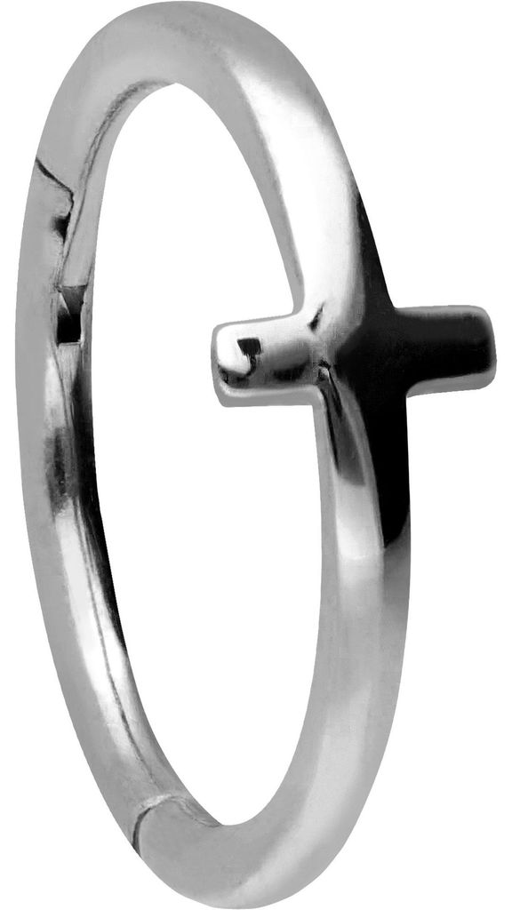 Ohrpiercing, Nasenpiercing, Septum Piercing Chirurgenstahl Segmentring Clicker KREUZ Silber Innendurchmesser: 12 mm