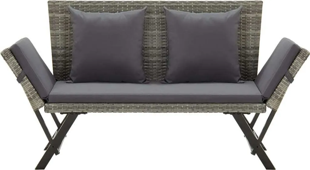 Banc de Jardin Durable en Poly Rotin Gris 176 cm : Confort Garanti