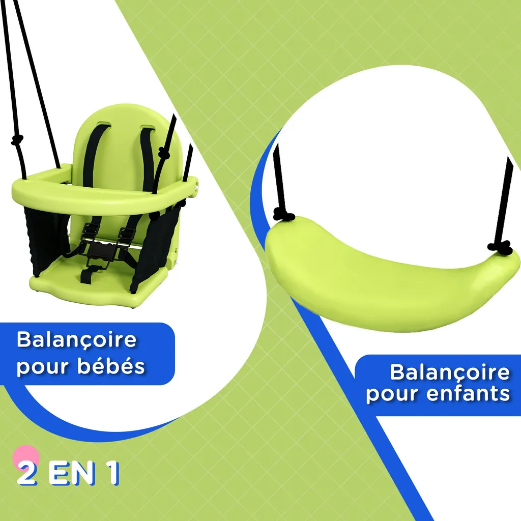 Balançoire de jardin pour bébé avec harnais de sécurité complet