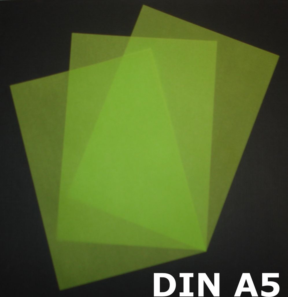 25 Blatt DIN A5 Transparentpapier Zanders Spectral 100g/m² Farbe giftgrün transparent exzellente Durchsicht, sehr gute Qualität, mögliche Verwe...