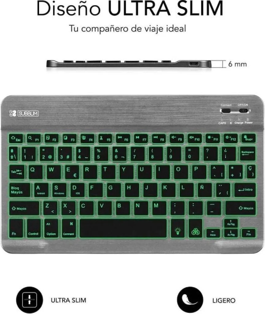 Clavier Bluetooth Silencieux Subblim Smart pour travailler dans le noir Gris