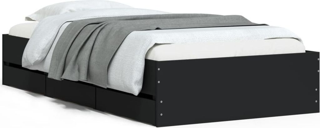 Bettgestell mit Schubladen Schwarz 90x200 cm Holzwerkstoff