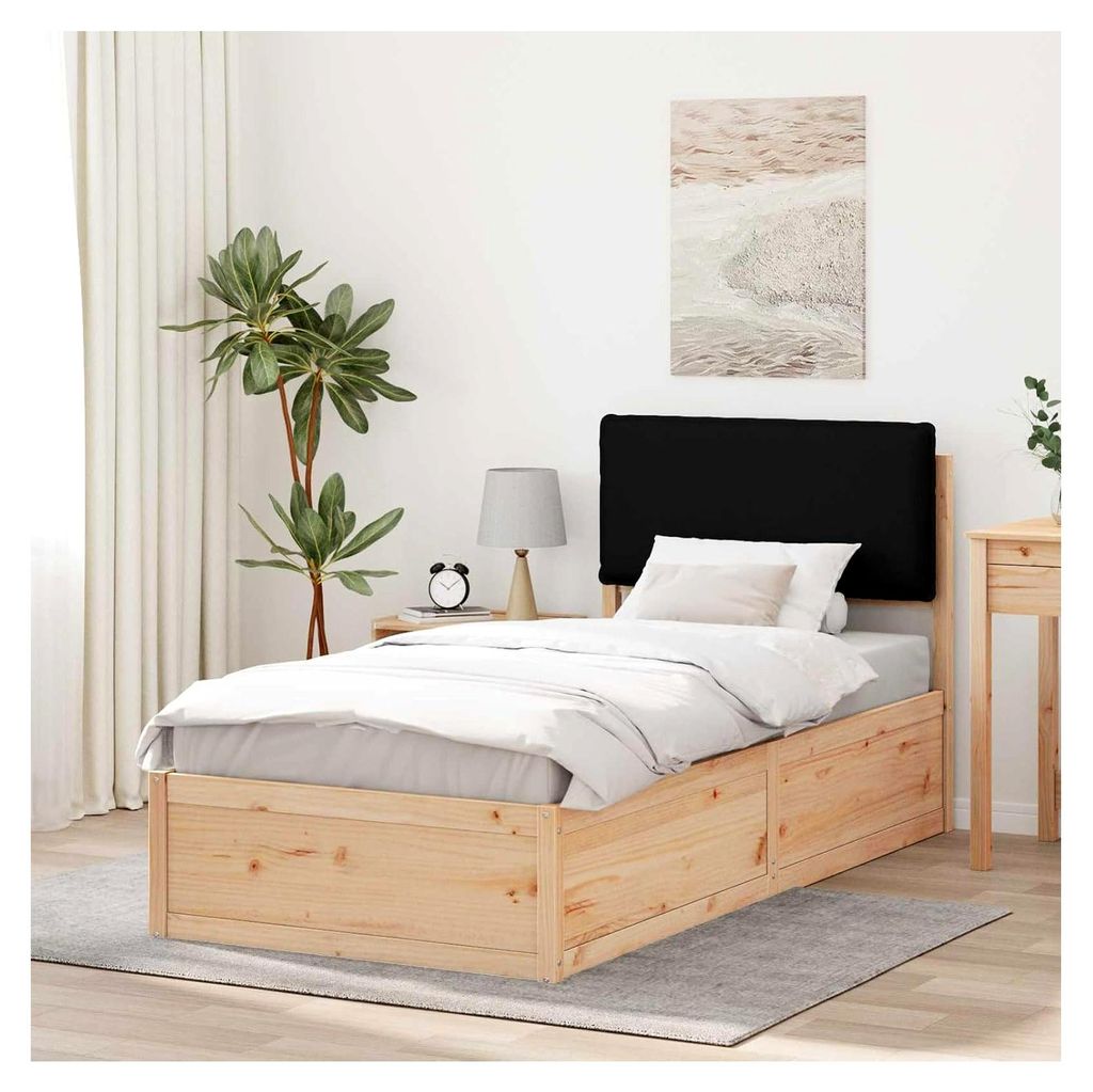 Bettgestell mit gepolstertem Kopfteil Schwarz 75 x 190 cm