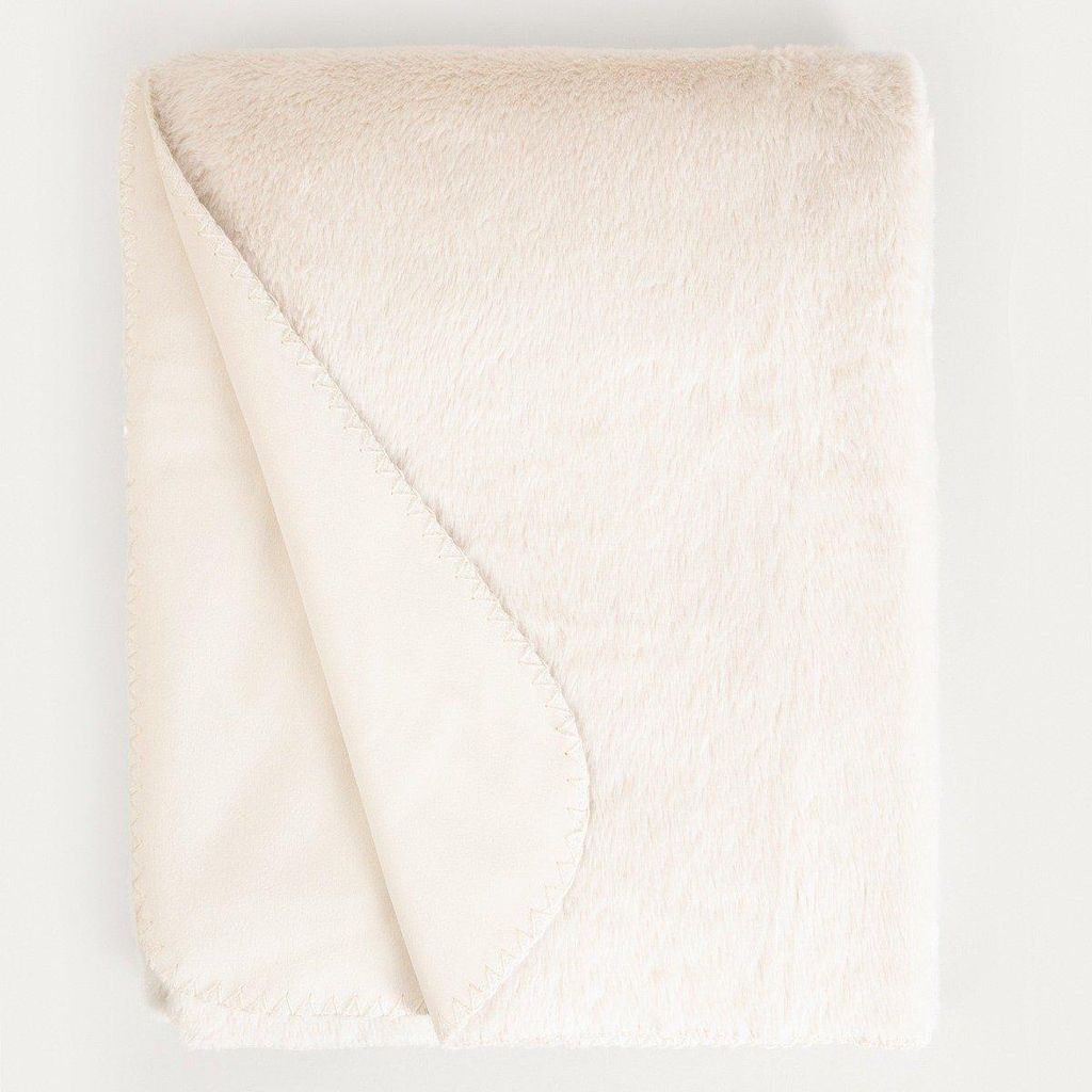 HOMLA NEW CLUMSY Decke aus Kaninchenfell-Imitat beige 150x200 cm
