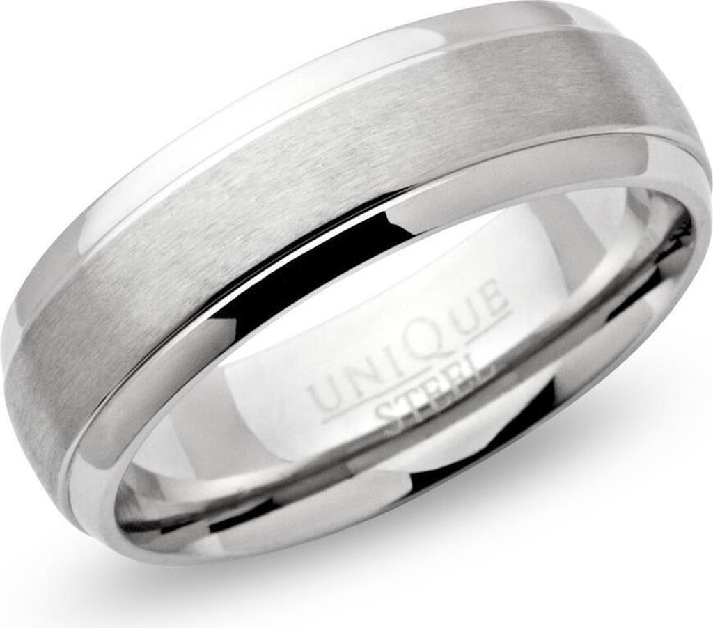 Unique Ring Edelstahl matt, polierte Kanten, schlicht 7mm Produktbild 
