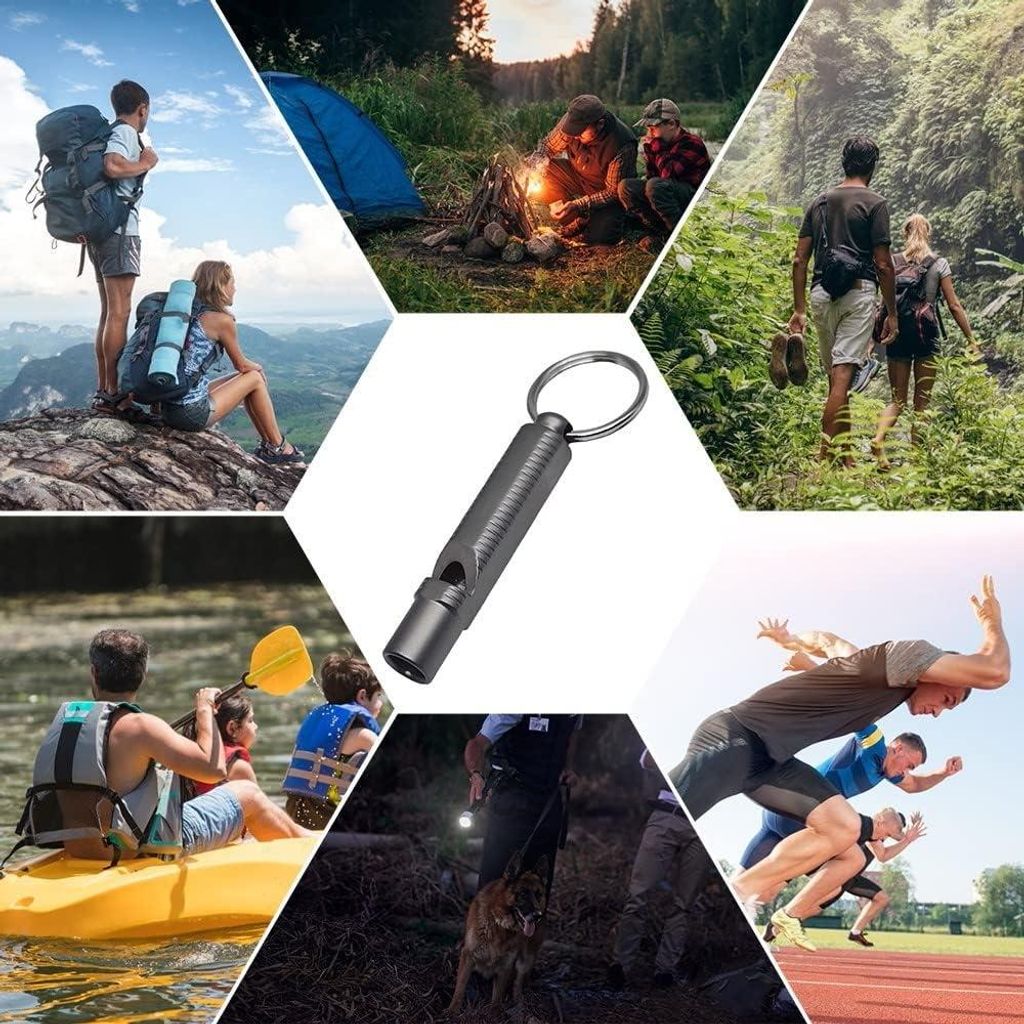 Notsignalpfeife - 120db - wasserdicht - Titanpfeife mit Schlüsselanhänger für Wandern - Camping - Outdoor - Sport - Sicherheit