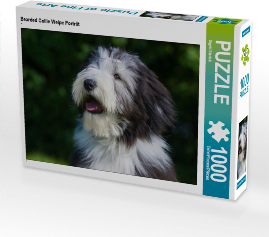 CALVENDO Puzzle Bearded Collie Welpe Porträt | 1000 Teile Lege-Größe 64x48cm Foto-Puzzle für glückliche Stunden