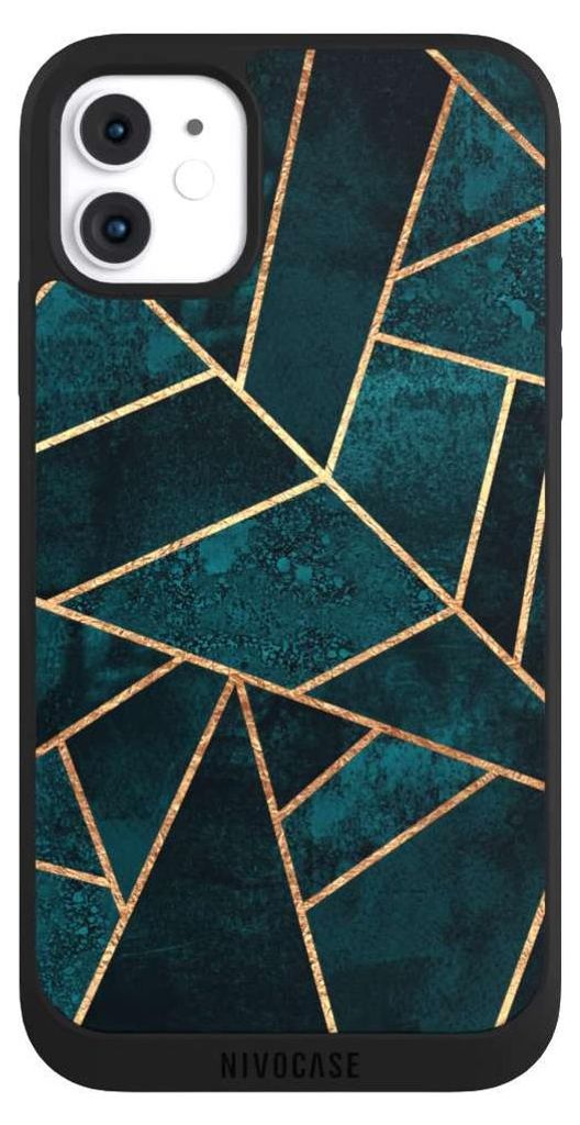 NIVOCASE Handyhülle für Apple iPhone 11 Hülle NIVOpure Case Schwarz Elisabeth Fredriksson Gold & Kupfer Stein