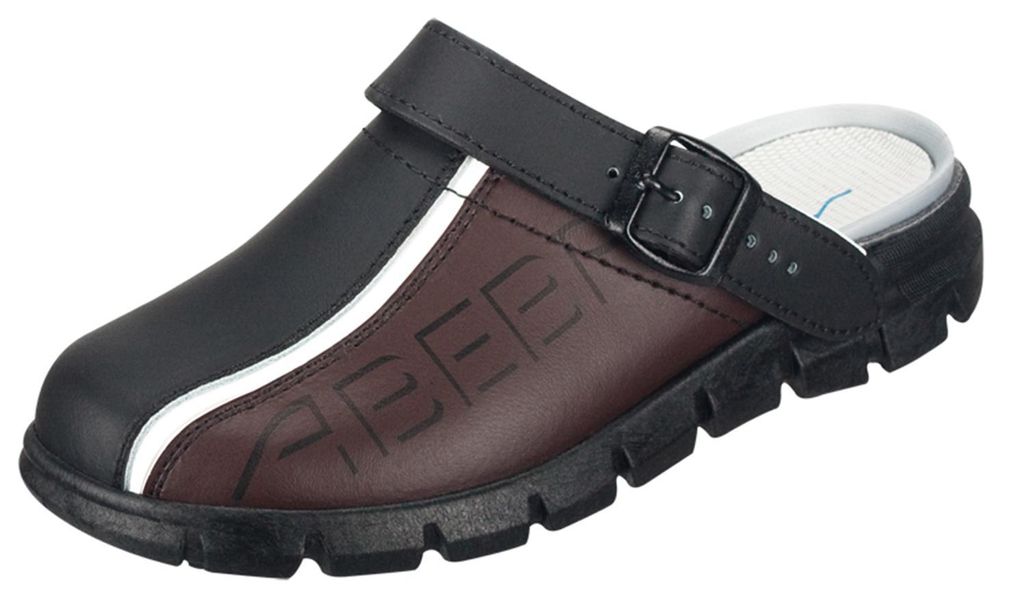 Abeba 7315 Clog schwarz/braun mit Aufdruck - 44