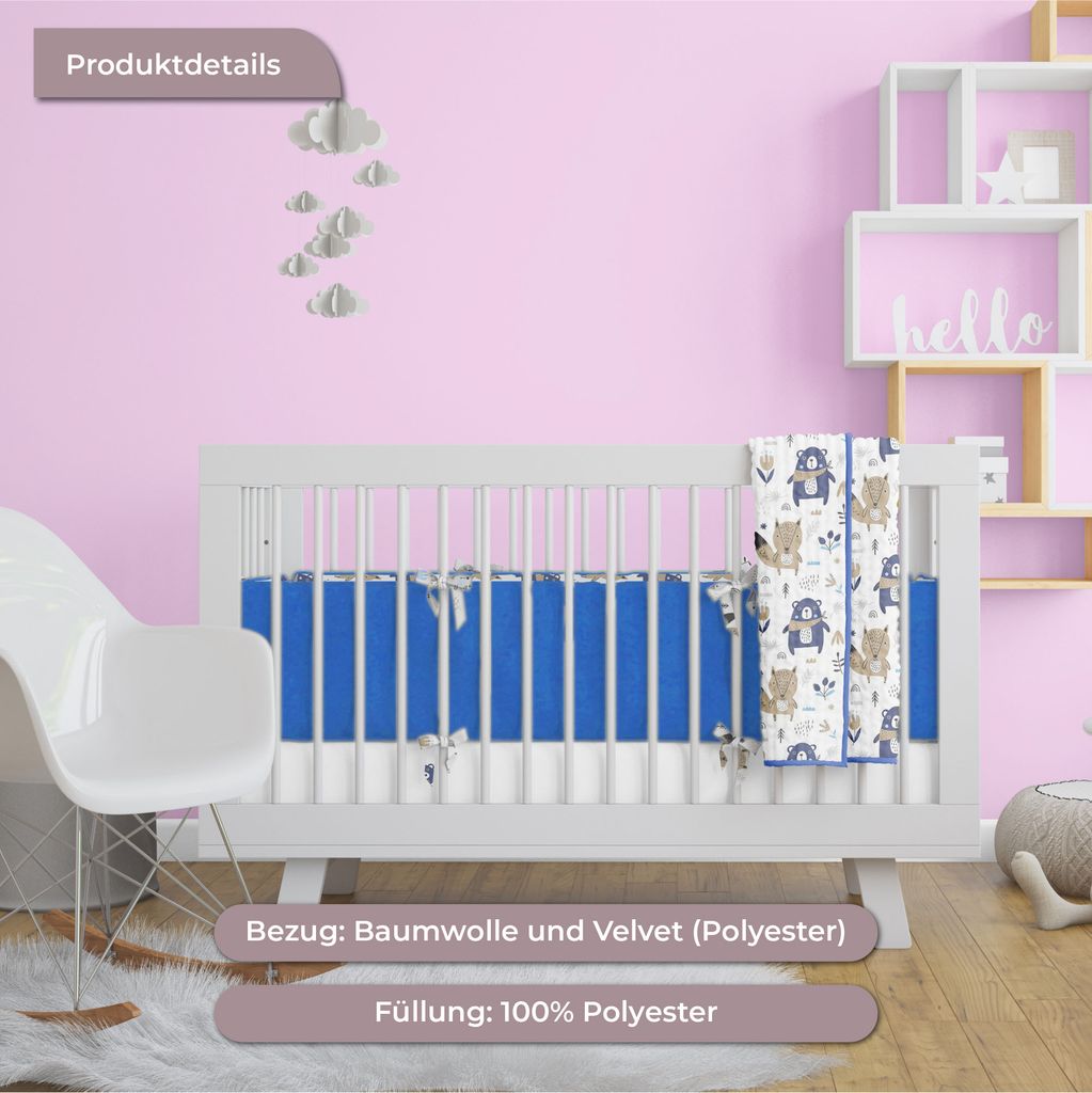 120x60 Baby Bettnestchen Polsterung Nestchen Kopfschutz für Kinderbett 140x70 u